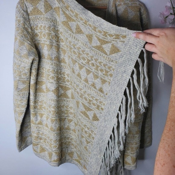Olivia M. Sweater Cardigan Gray Gold Size L - Picture 6 of 7